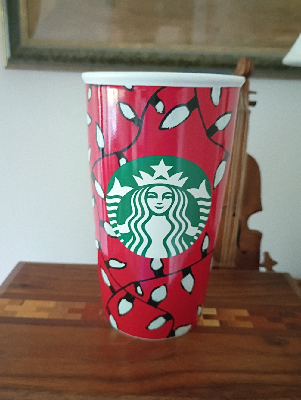 Starbucks Red Holiday Mug with White Light String Design *** Final Price ***